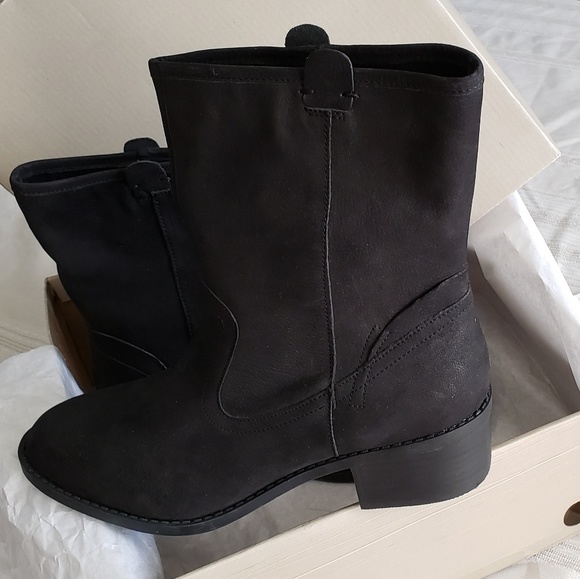 Adam Tucker New BOOTS Mid-Tall Moto BLACK Soft Goat Leather Comfort Womens 9.5 - Picture 6 of 8